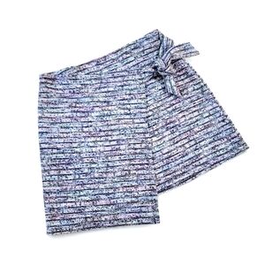 LOFT Multi Color Textured Faux Wrap Skirt Size Medium Petite